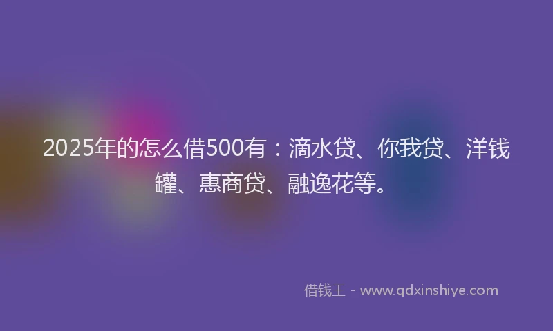 2025年的怎么借500有：滴水贷、你我贷、洋钱罐、惠商贷、融逸花等。