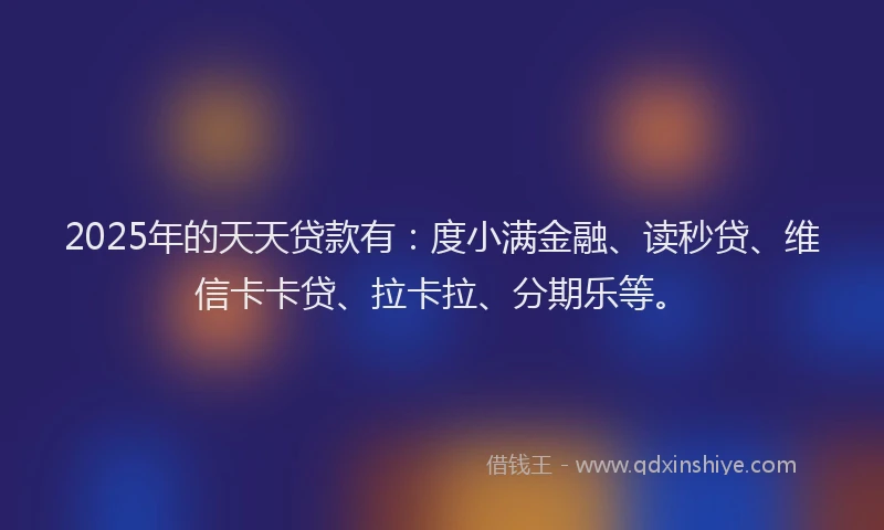2025年的天天贷款有：度小满金融、读秒贷、维信卡卡贷、拉卡拉、分期乐等。