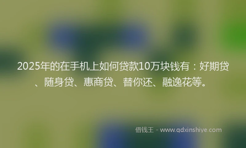 2025年的在手机上如何贷款10万块钱有：好期贷、随身贷、惠商贷、替你还、融逸花等。