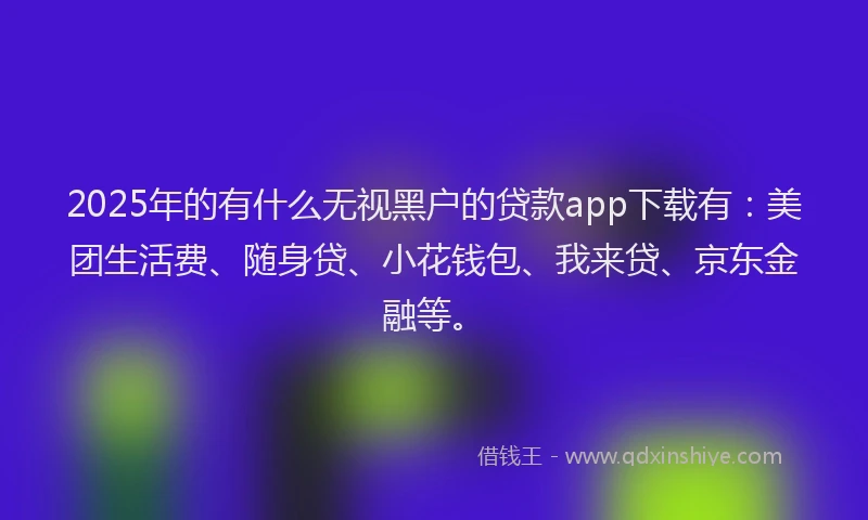 2025年的有什么无视黑户的贷款app下载有：美团生活费、随身贷、小花钱包、我来贷、京东金融等。