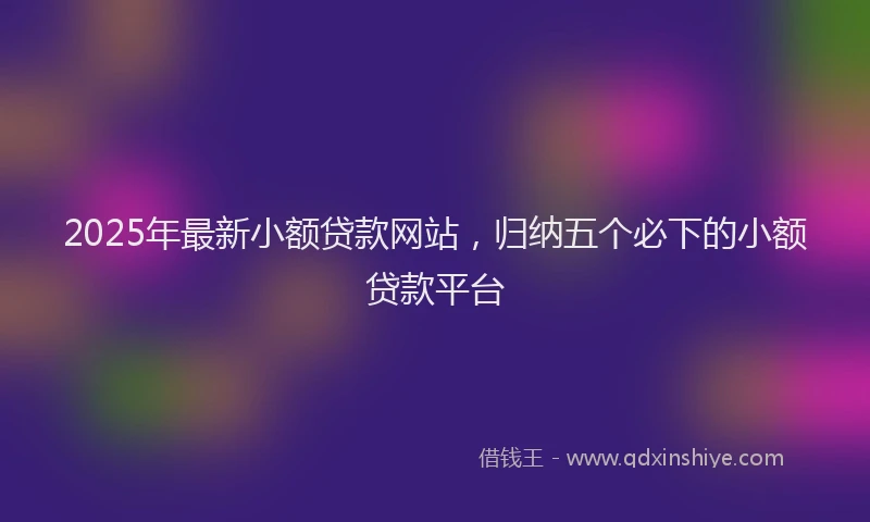 2025年最新小额贷款网站，归纳五个必下的小额贷款平台