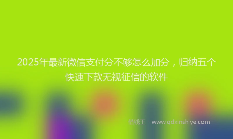 2025年最新微信支付分不够怎么加分，归纳五个快速下款无视征信的软件