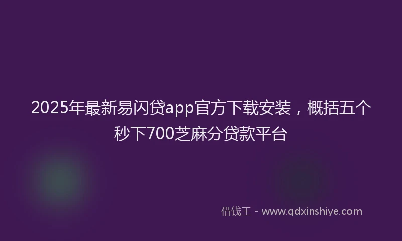 2025年最新易闪贷app官方下载安装，概括五个秒下700芝麻分贷款平台