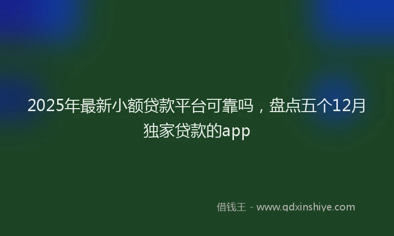 2025年最新小额贷款平台可靠吗，盘点五个12月独家贷款的app