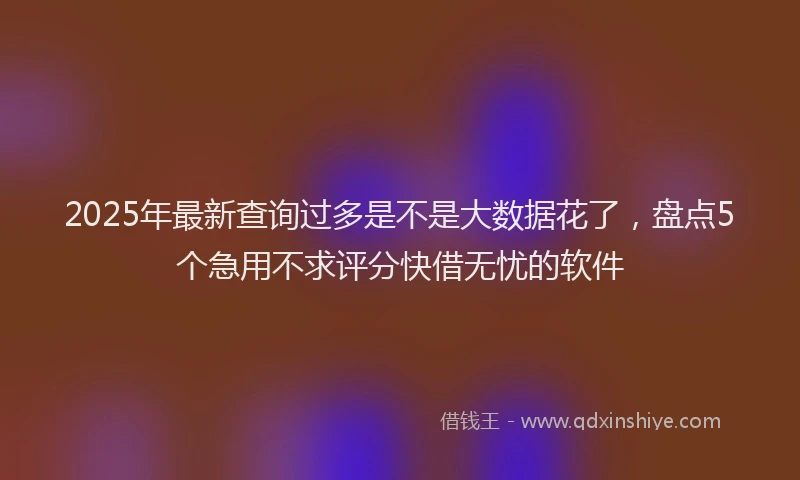 2025年最新查询过多是不是大数据花了，盘点5个急用不求评分快借无忧的软件
