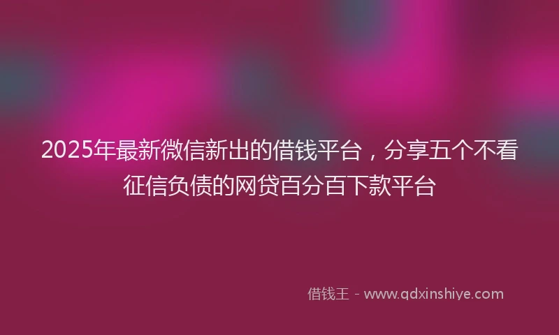 2025年最新微信新出的借钱平台，分享五个不看征信负债的网贷百分百下款平台