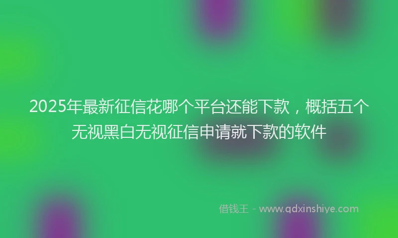 2025年最新征信花哪个平台还能下款，概括五个无视黑白无视征信申请就下款的软件