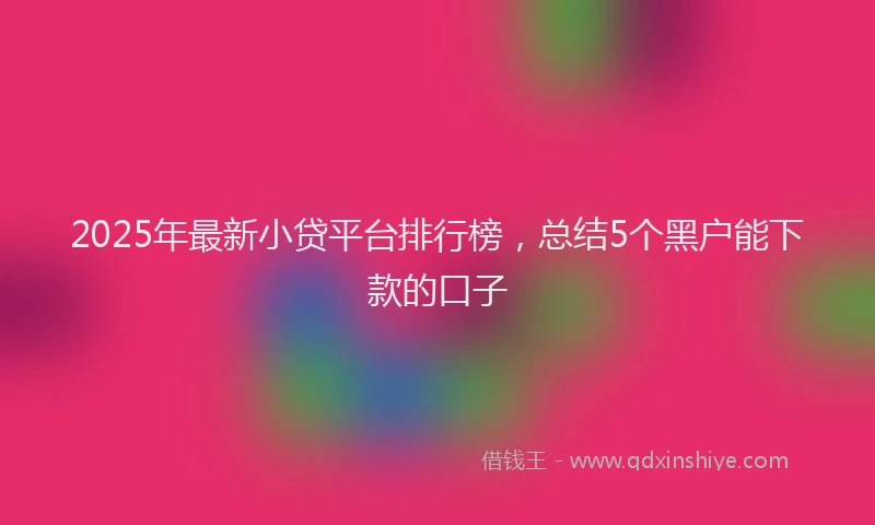 2025年最新小贷平台排行榜，总结5个黑户能下款的口子