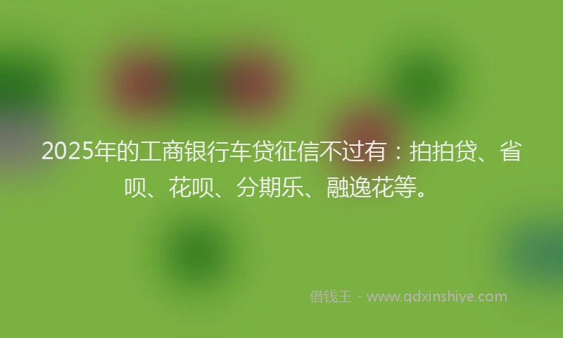 2025年的工商银行车贷征信不过有：拍拍贷、省呗、花呗、分期乐、融逸花等。