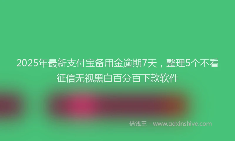 2025年最新支付宝备用金逾期7天，整理5个不看征信无视黑白百分百下款软件