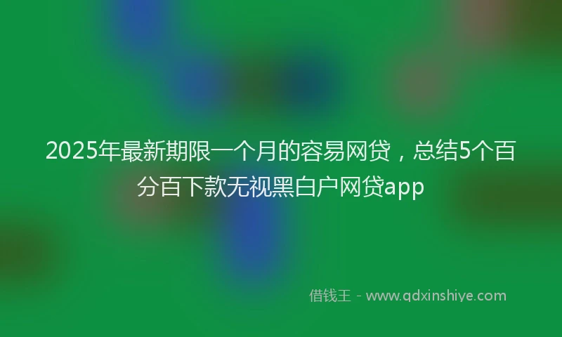 2025年最新期限一个月的容易网贷，总结5个百分百下款无视黑白户网贷app