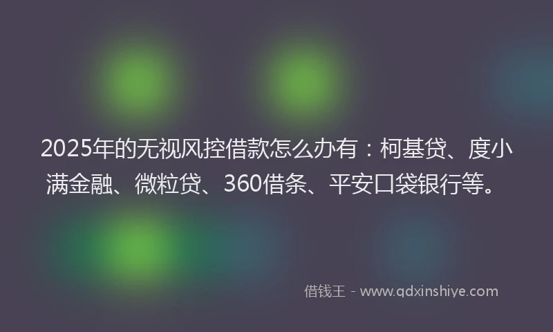 2025年的无视风控借款怎么办有：柯基贷、度小满金融、微粒贷、360借条、平安口袋银行等。