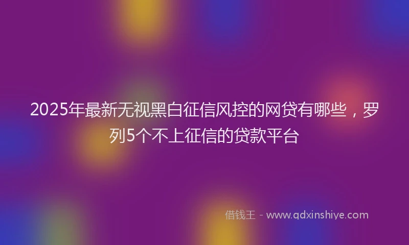 2025年最新无视黑白征信风控的网贷有哪些，罗列5个不上征信的贷款平台