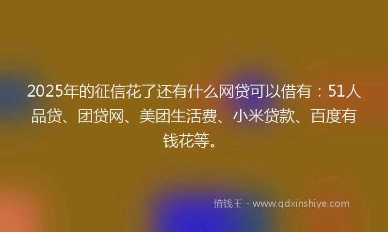 2025年的征信花了还有什么网贷可以借有：51人品贷、团贷网、美团生活费、小米贷款、百度有钱花等。