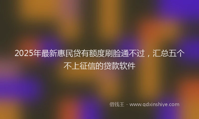 2025年最新惠民贷有额度刷脸通不过，汇总五个不上征信的贷款软件