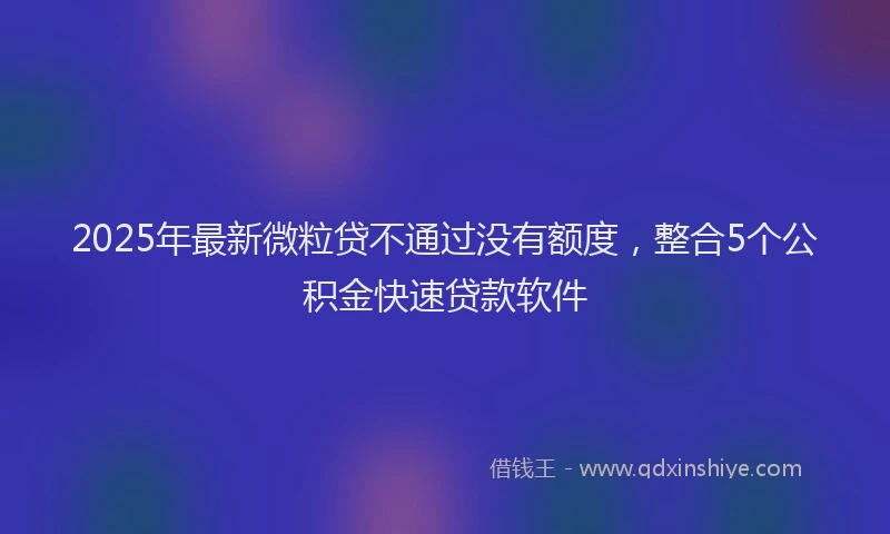 2025年最新微粒贷不通过没有额度，整合5个公积金快速贷款软件