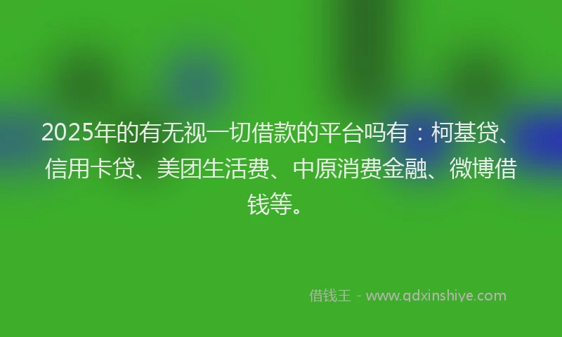 2025年的有无视一切借款的平台吗有：柯基贷、信用卡贷、美团生活费、中原消费金融、微博借钱等。