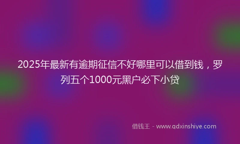 2025年最新有逾期征信不好哪里可以借到钱，罗列五个1000元黑户必下小贷