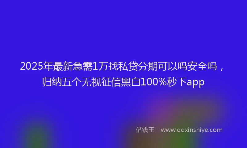 2025年最新急需1万找私贷分期可以吗安全吗，归纳五个无视征信黑白100%秒下app