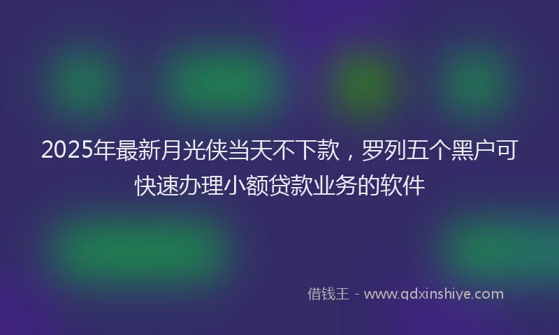 2025年最新月光侠当天不下款，罗列五个黑户可快速办理小额贷款业务的软件