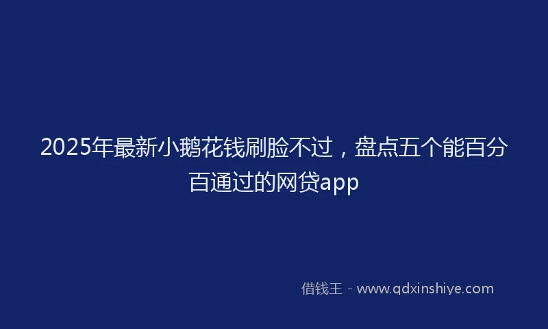 2025年最新小鹅花钱刷脸不过，盘点五个能百分百通过的网贷app