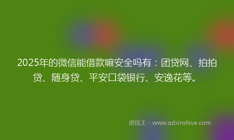 2025年的微信能借款嘛安全吗有：团贷网、拍拍贷、随身贷、平安口袋银行、安逸花等。