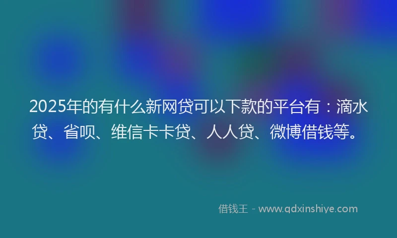 2025年的有什么新网贷可以下款的平台有：滴水贷、省呗、维信卡卡贷、人人贷、微博借钱等。