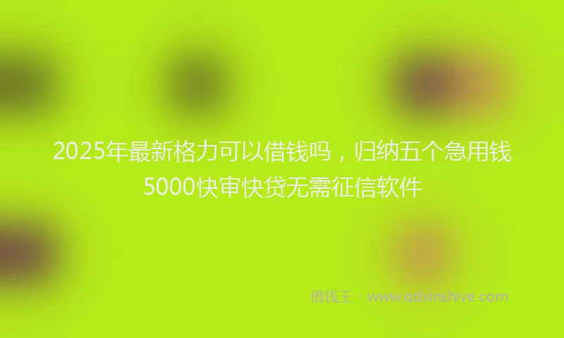 2025年最新格力可以借钱吗，归纳五个急用钱5000快审快贷无需征信软件