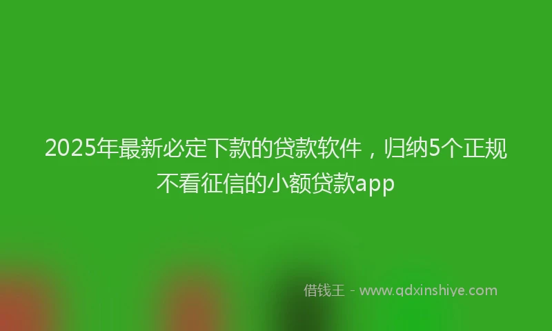 2025年最新必定下款的贷款软件，归纳5个正规不看征信的小额贷款app