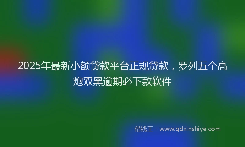 2025年最新小额贷款平台正规贷款，罗列五个高炮双黑逾期必下款软件