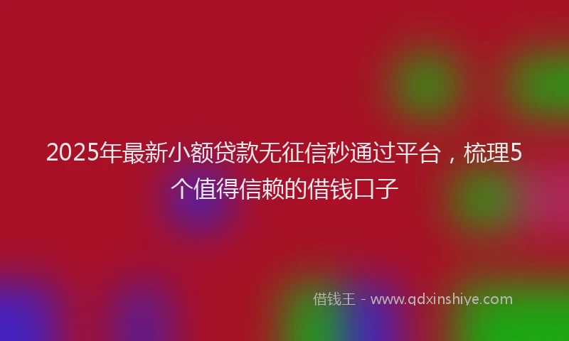 2025年最新小额贷款无征信秒通过平台，梳理5个值得信赖的借钱口子
