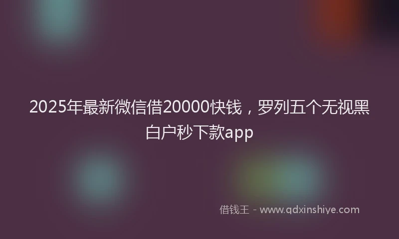 2025年最新微信借20000快钱，罗列五个无视黑白户秒下款app