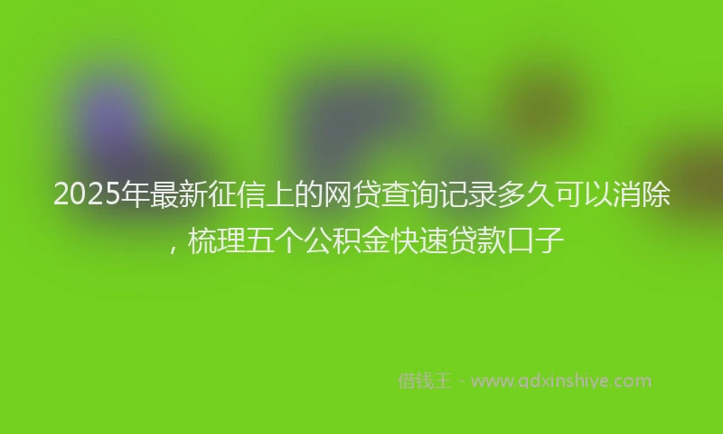 2025年最新征信上的网贷查询记录多久可以消除，梳理五个公积金快速贷款口子