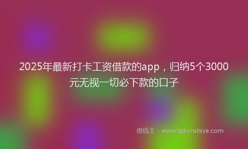 2025年最新打卡工资借款的app，归纳5个3000元无视一切必下款的口子