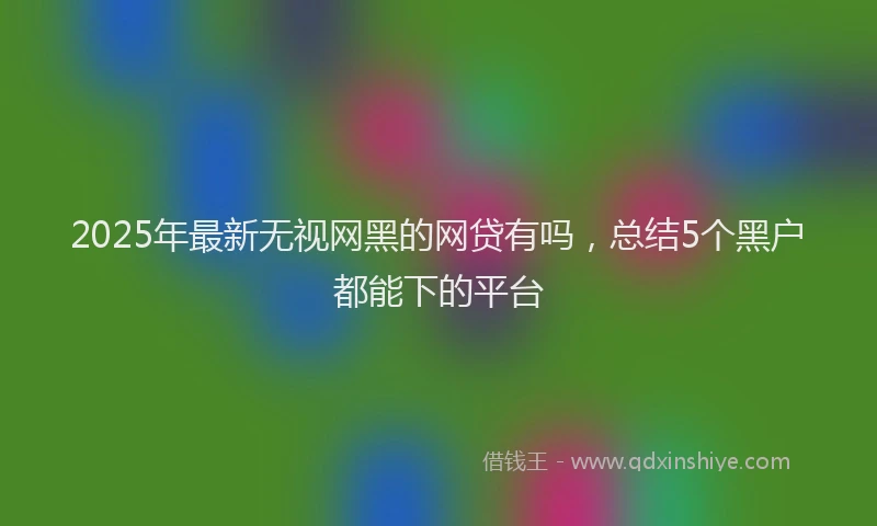 2025年最新无视网黑的网贷有吗，总结5个黑户都能下的平台