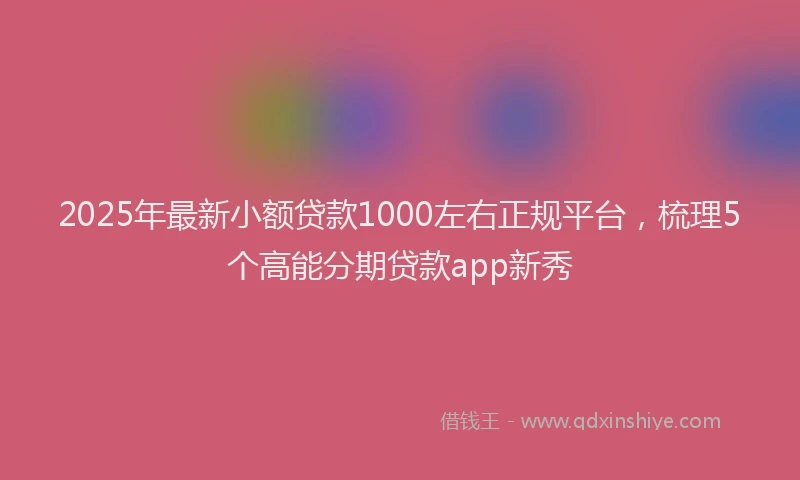 2025年最新小额贷款1000左右正规平台，梳理5个高能分期贷款app新秀