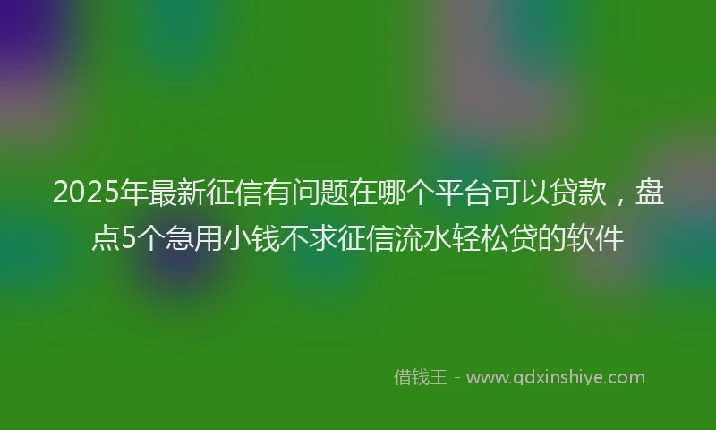2025年最新征信有问题在哪个平台可以贷款，盘点5个急用小钱不求征信流水轻松贷的软件