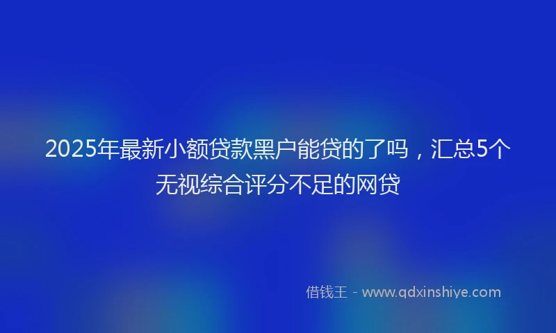 2025年最新小额贷款黑户能贷的了吗，汇总5个无视综合评分不足的网贷