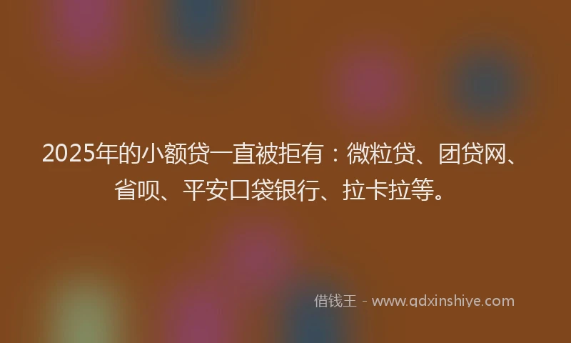 2025年的小额贷一直被拒有：微粒贷、团贷网、省呗、平安口袋银行、拉卡拉等。