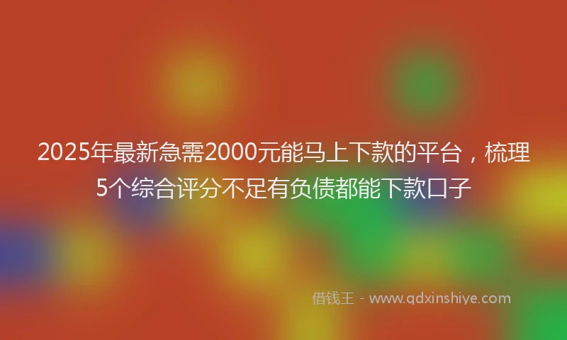 2025年最新急需2000元能马上下款的平台，梳理5个综合评分不足有负债都能下款口子