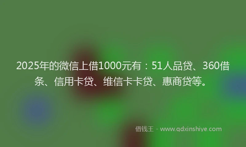 2025年的微信上借1000元有：51人品贷、360借条、信用卡贷、维信卡卡贷、惠商贷等。