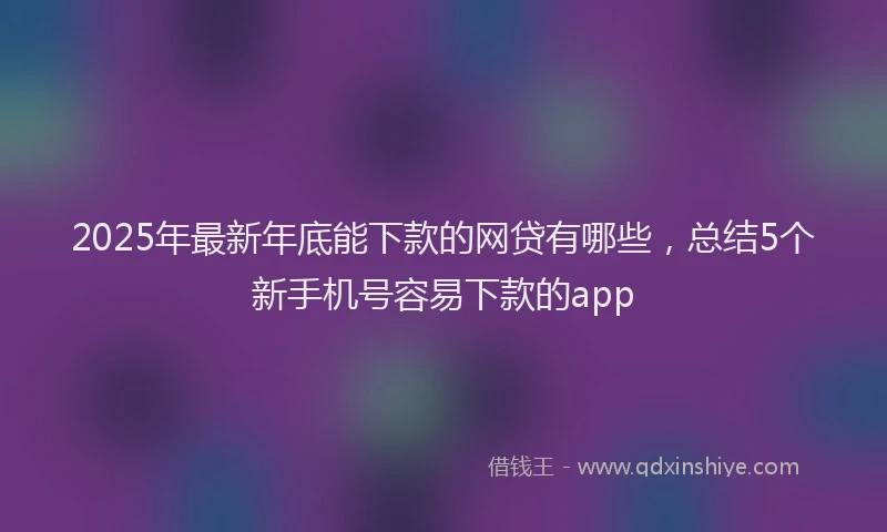 2025年最新年底能下款的网贷有哪些，总结5个新手机号容易下款的app