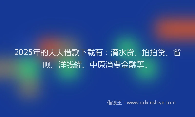 2025年的天天借款下载有：滴水贷、拍拍贷、省呗、洋钱罐、中原消费金融等。