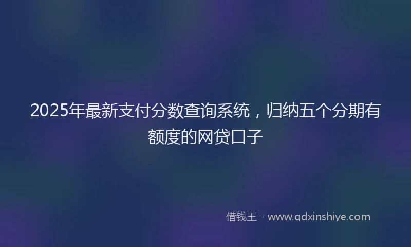 2025年最新支付分数查询系统，归纳五个分期有额度的网贷口子