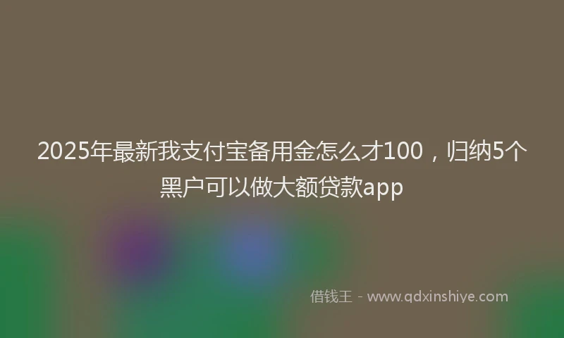 2025年最新我支付宝备用金怎么才100，归纳5个黑户可以做大额贷款app
