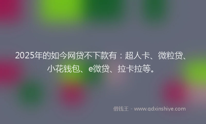 2025年的如今网贷不下款有：超人卡、微粒贷、小花钱包、e微贷、拉卡拉等。