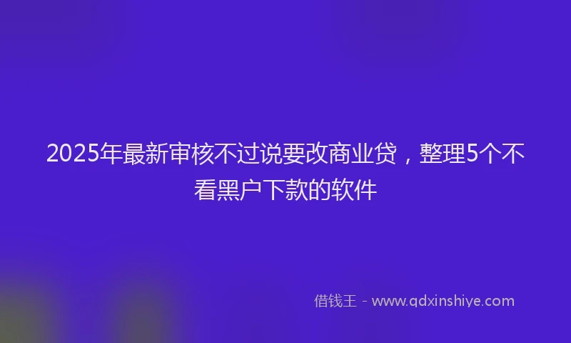 2025年最新审核不过说要改商业贷，整理5个不看黑户下款的软件