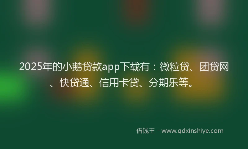 2025年的小鹅贷款app下载有：微粒贷、团贷网、快贷通、信用卡贷、分期乐等。