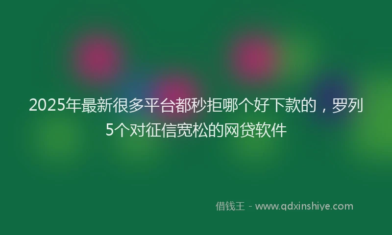 2025年最新很多平台都秒拒哪个好下款的，罗列5个对征信宽松的网贷软件