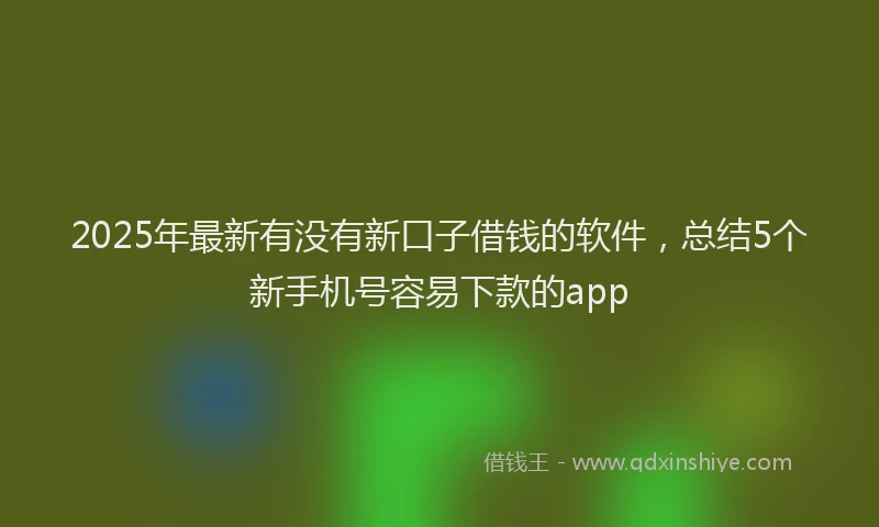 2025年最新有没有新口子借钱的软件，总结5个新手机号容易下款的app